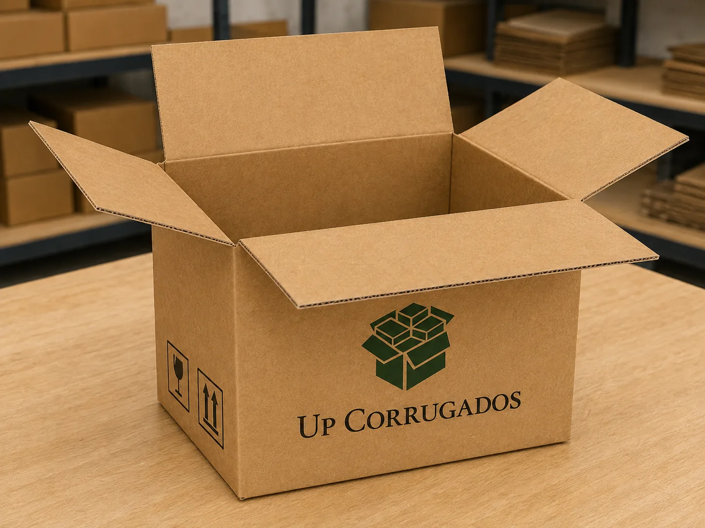 Caja de cartón corrugado de aletas simples con impresión a dos colores