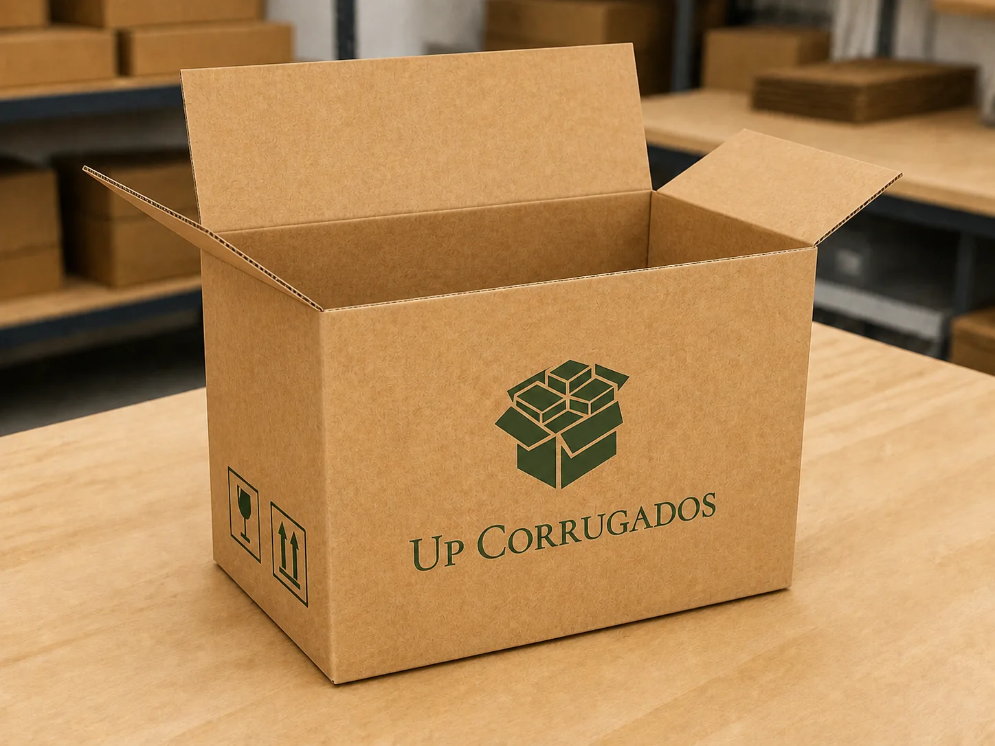 Caja de cartón corrugado de aletas simples con impresión a un color