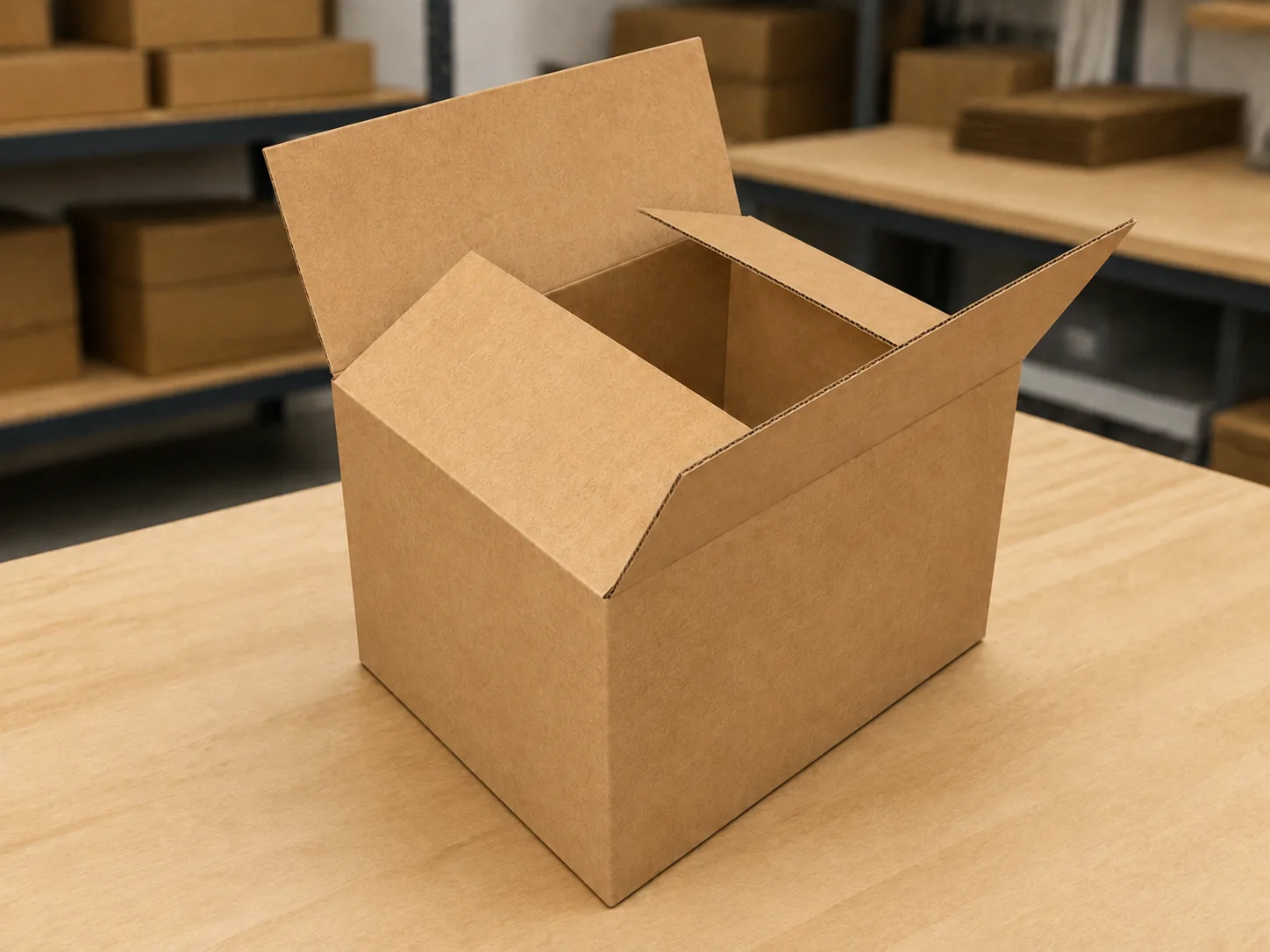Caja de cartón corrugado de aletas simples