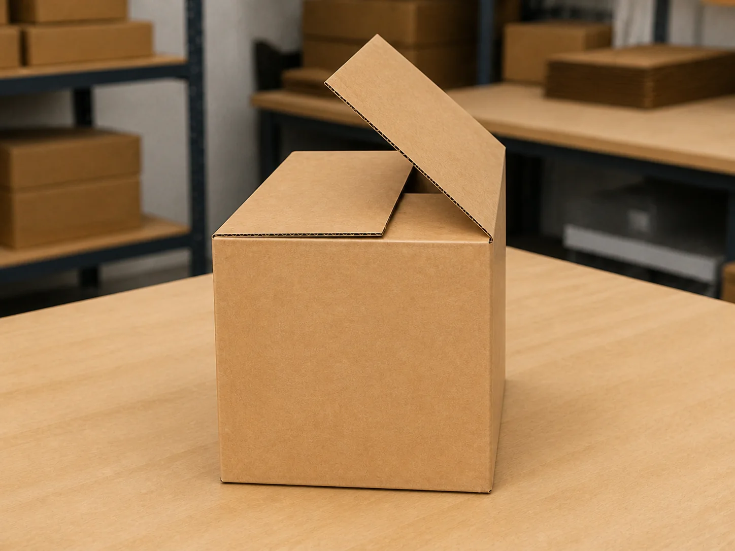 Caja de cartón corrugado de aletas semicruzadas