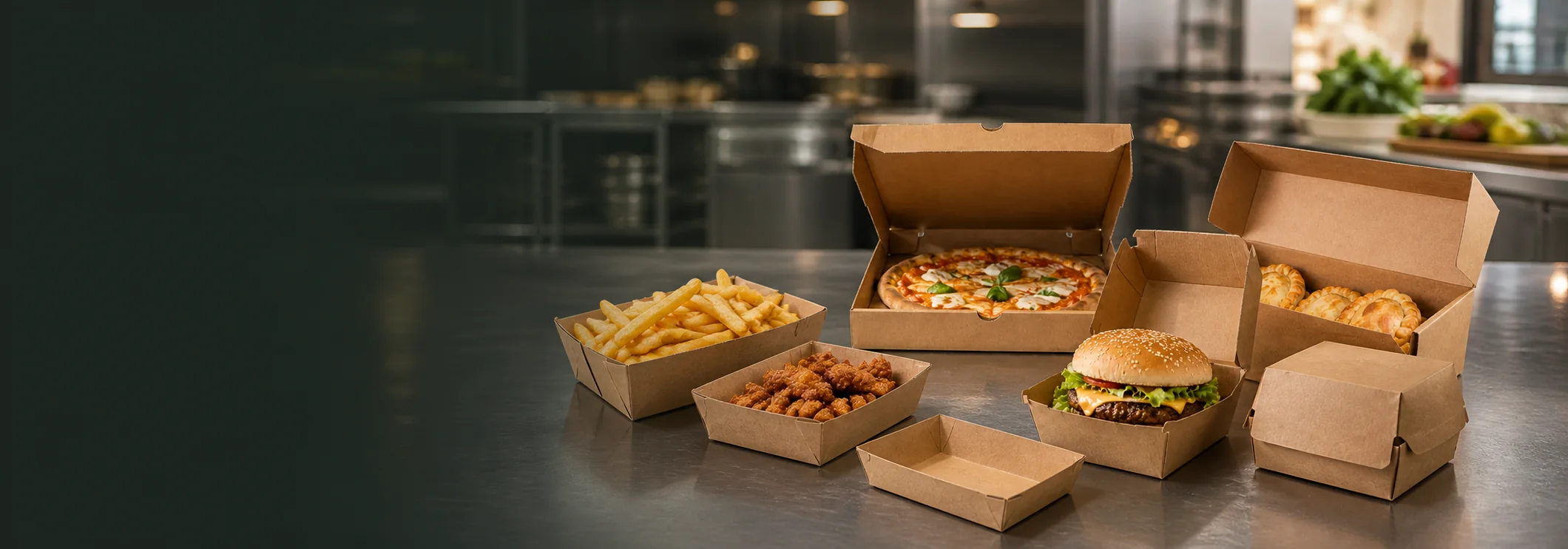 Cajas para gastronomía en cartón microcorrugado kraft